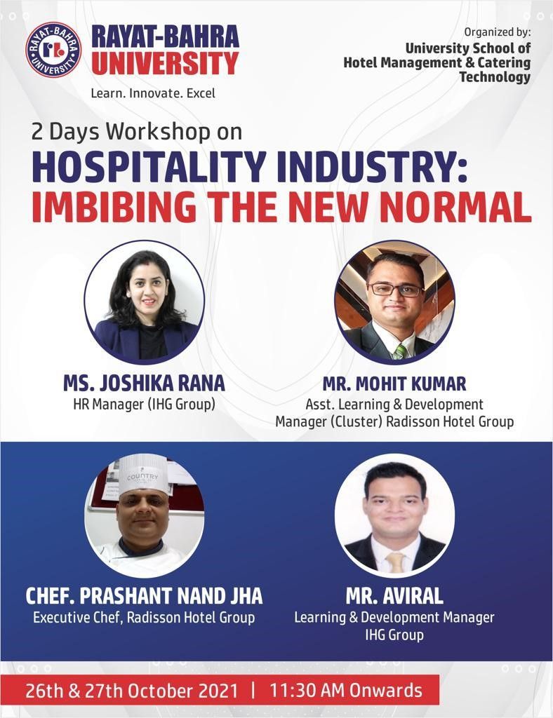 A workshop on Hospitality industry: imbibing the new normal.